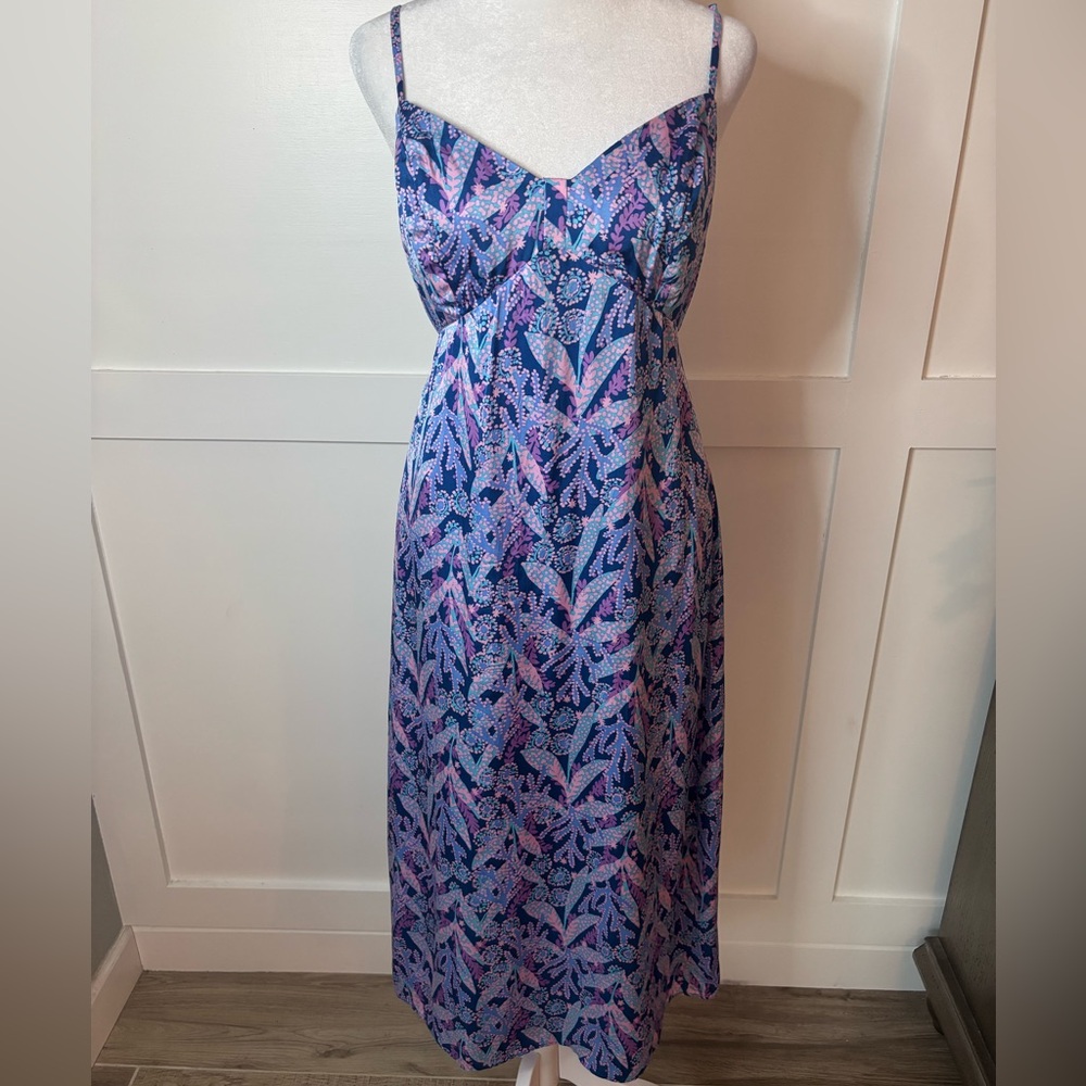 Lilly Pulitzer Blue and Purple Midi Dress size 2 in excellent condition